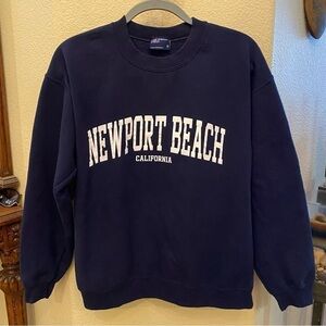 Vintage MV SPORTS Women Navy Newport Beach California Sweatshirt Size Medium